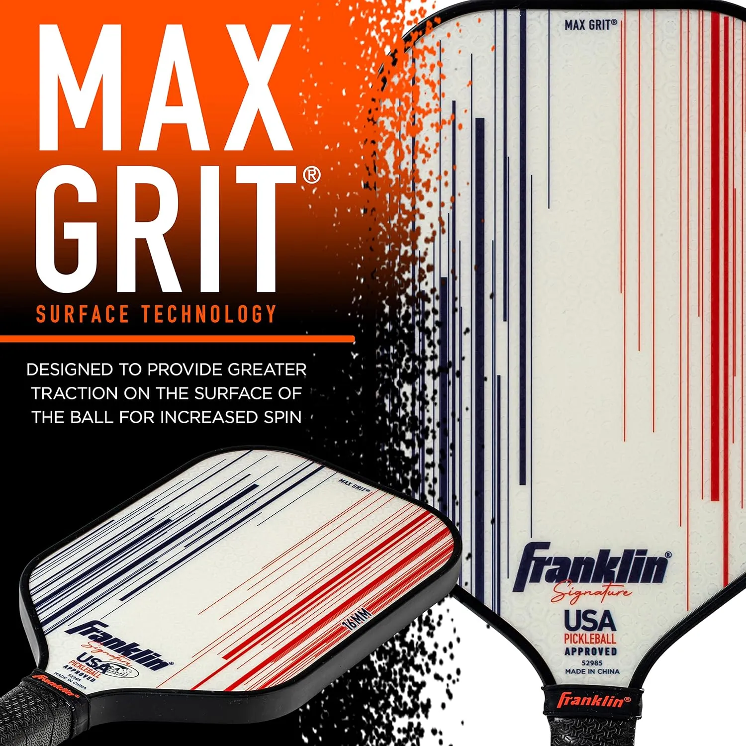 Franklin Sports Pro Pickleball Paddles - Signature Series Pro Pickleball Paddle with MaxGrit Surface - USA Pickleball (USAPA) Approved Tournament Pickleball Paddles - 13mm   16mm Polypropylene Cores