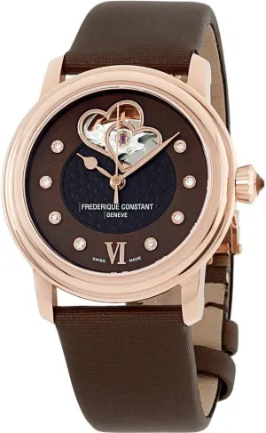 Frederique Constant Double Heart Beat Quartz Movement Brown Dial Ladies Watch FC-310CDHB2P4