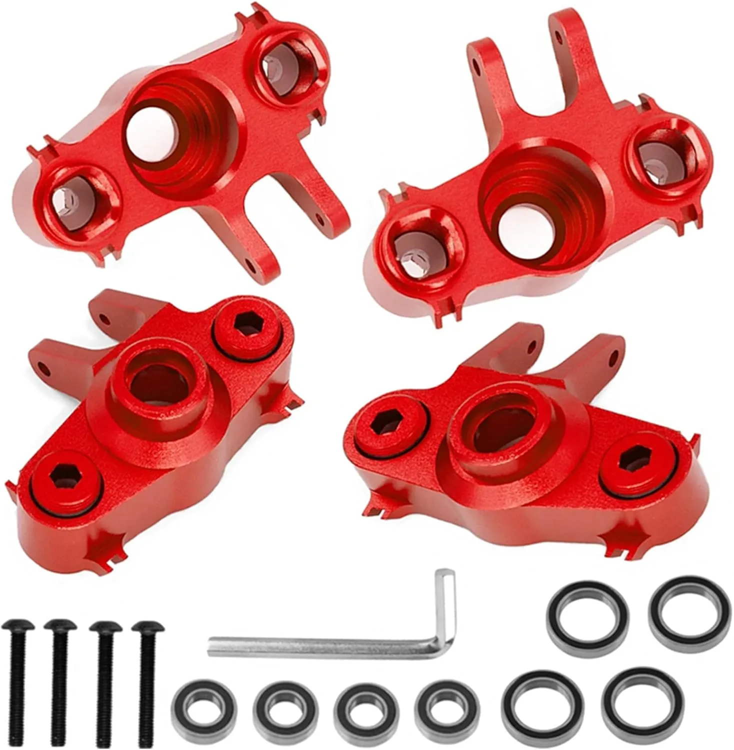 Front Rear Steering Block Knuckle Axle Carriers W/Bearing 5334 for 1/10 E-MAXX T-MAXX Revo 3.3 Slayer Summit 4x4 RC Car Upgrade Parts Accessories(Red)