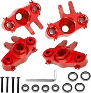Front Rear Steering Block Knuckle Axle Carriers W/Bearing 5334 for 1/10 E-MAXX T-MAXX Revo 3.3 Slayer Summit 4x4 RC Car Upgrade Parts Accessories(Red)