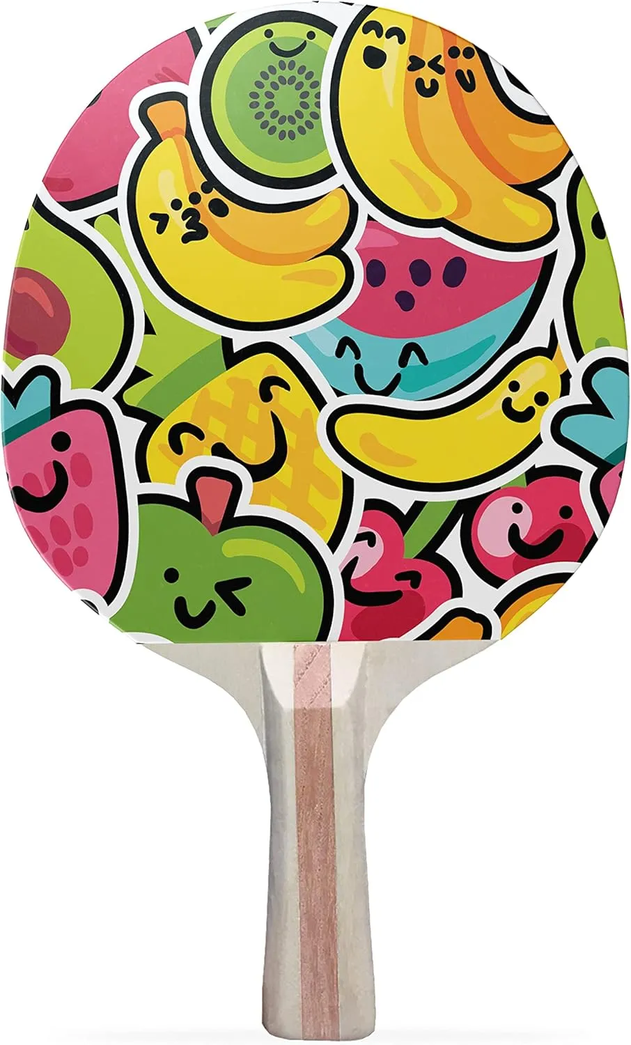 Fruits Colorful Design Ping Pong Paddle, Premium 5 Ply Table Tennis Racket (Black on Back)