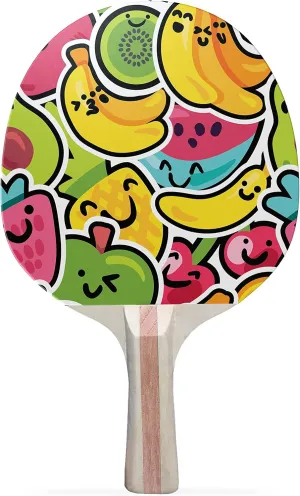 Fruits Colorful Design Ping Pong Paddle, Premium 5 Ply Table Tennis Racket (Black on Back)