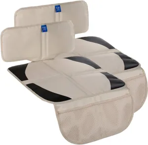 Funbliss car seat Protector for Child car seat Beige Thick Padding Carseat Kick Mat with Organizer Pockets,Waterproof 600D Fabric,Vehicle Dog Cover Pad for SUV Sedan Leather Seats（2 Pack）