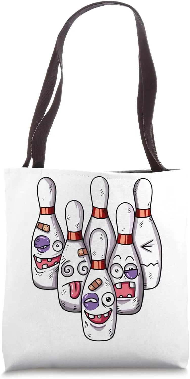 Funny Injured Bowling Pins Black Eye Plaster Tooth Gap Tote Bag