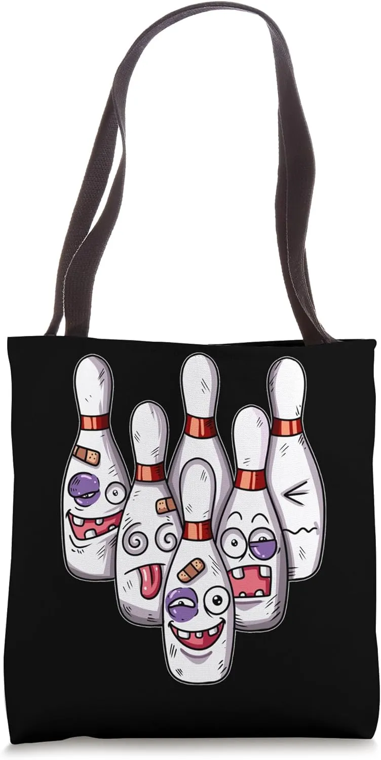 Funny Injured Bowling Pins Black Eye Plaster Tooth Gap Tote Bag