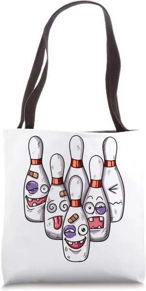 Funny Injured Bowling Pins Black Eye Plaster Tooth Gap Tote Bag