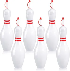 Funtery 6 Set Bowling Lovers Gifts for Men Women 25 oz Reusable Bowling Pin Plastic Water Bottles with Straws and Lids Sports Fans Party Favors