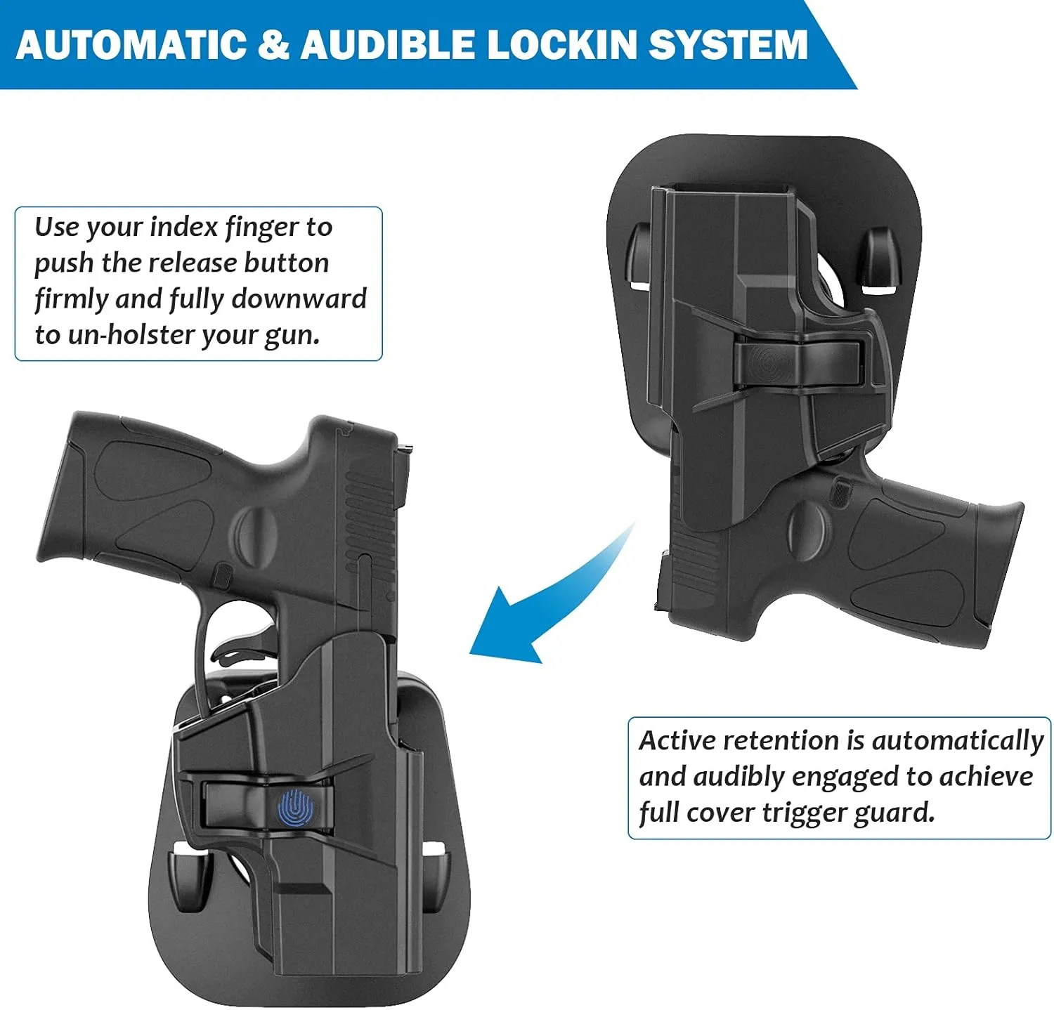 G2 G3 G2C G3C Holster, Optic-Ready OWB Holsters, Polymer Paddle Belt Holster Fit for Taurus Millennium PT111 PT132 PT138 PT140 PT145 PT745(Not Pro) with Trigger Release Adjustable Cant