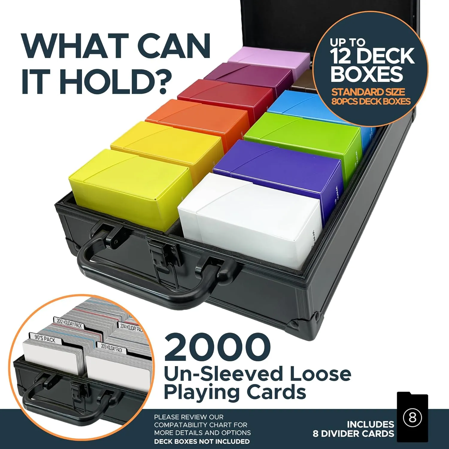 Game Card Storage Case (PRO/MTG Edition) | Suitable for Magic The Gathering, Yugioh, and Other TCG Etc (Game Not Included) | Includes 8 Dividers | Fits up to 2000 Loose Unsleeved Cards