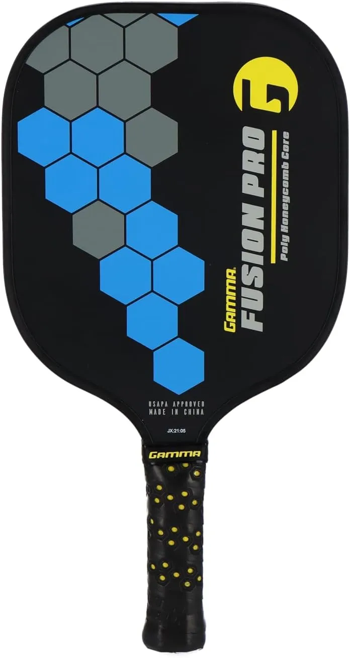 GAMMA Pickleball Paddles, Fusion Series, React, Power, Wider Surface Maximizes Hit Potential for All Skill Levels, Indoor/Outdoor Racquet, USAPA Approved Pickleball Paddles