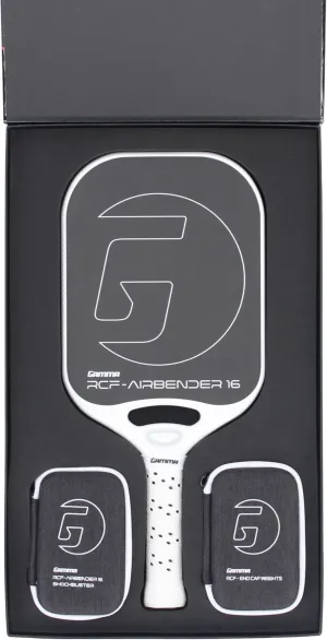 GAMMA RCF Airbender Pickleball Paddle, Raw Carbon Fiber, Customizable Handle Weight System & Aerodynamic Open Throat w/Shock Absorbing Gel Insert, 22mm,16mm, 13mm, & 10mm