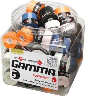GAMMA Sports Supreme Overgrip for Tennis, Pickleball, Squash, Badminton, and Racquetball Racquets, 60-Jar, White