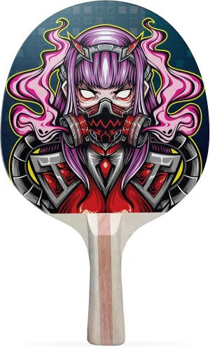 Geisha Colorful Design Ping Pong Paddle, Premium 5 Ply Table Tennis Racket (Black on Back)
