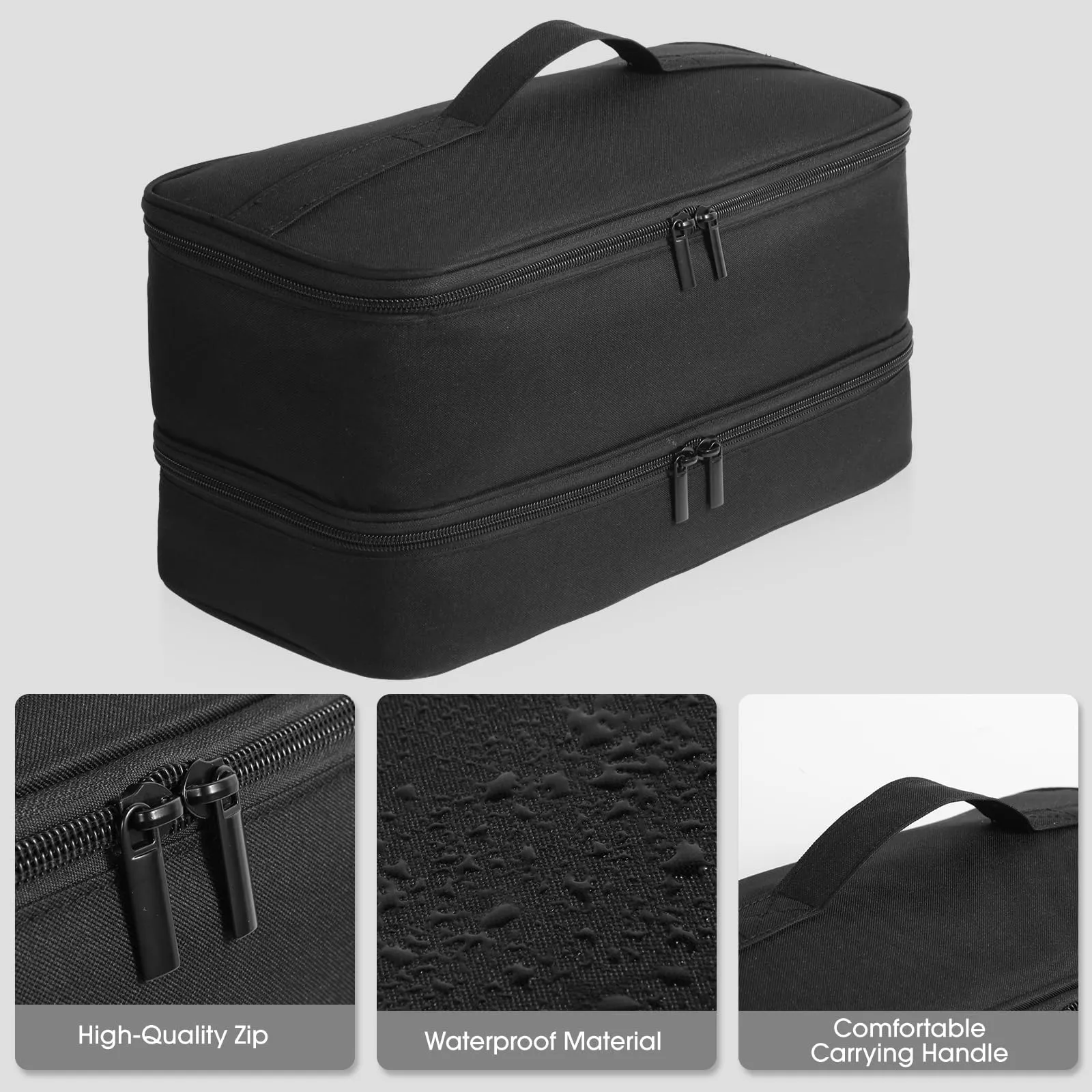 GENCAM Double-Layer Carrying Case for Shark Flexstyle, Travel Case for Shark 430/440 Flex Style, Portable Storage Bag for Shark Flexstyle/Dyson Airwrap Styler and Attachments (Black Patent Pending)