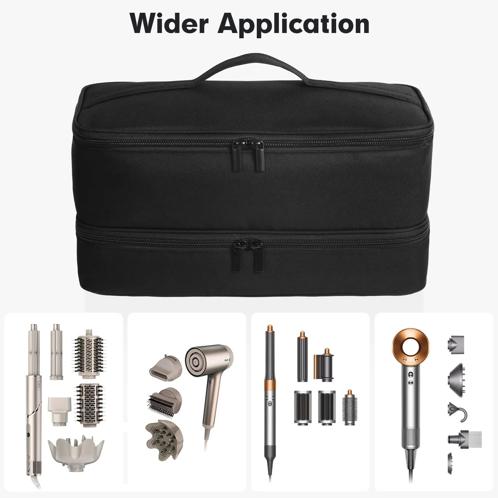 GENCAM Double-Layer Carrying Case for Shark Flexstyle, Travel Case for Shark 430/440 Flex Style, Portable Storage Bag for Shark Flexstyle/Dyson Airwrap Styler and Attachments (Black Patent Pending)
