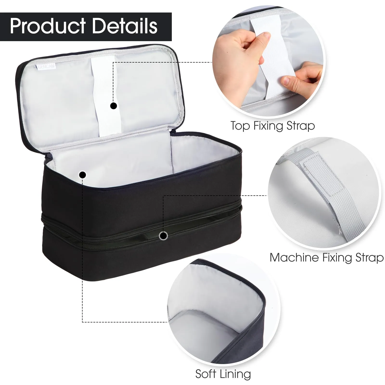 GENCAM Double-Layer Carrying Case for Shark Flexstyle, Travel Case for Shark 430/440 Flex Style, Portable Storage Bag for Shark Flexstyle/Dyson Airwrap Styler and Attachments (Black Patent Pending)