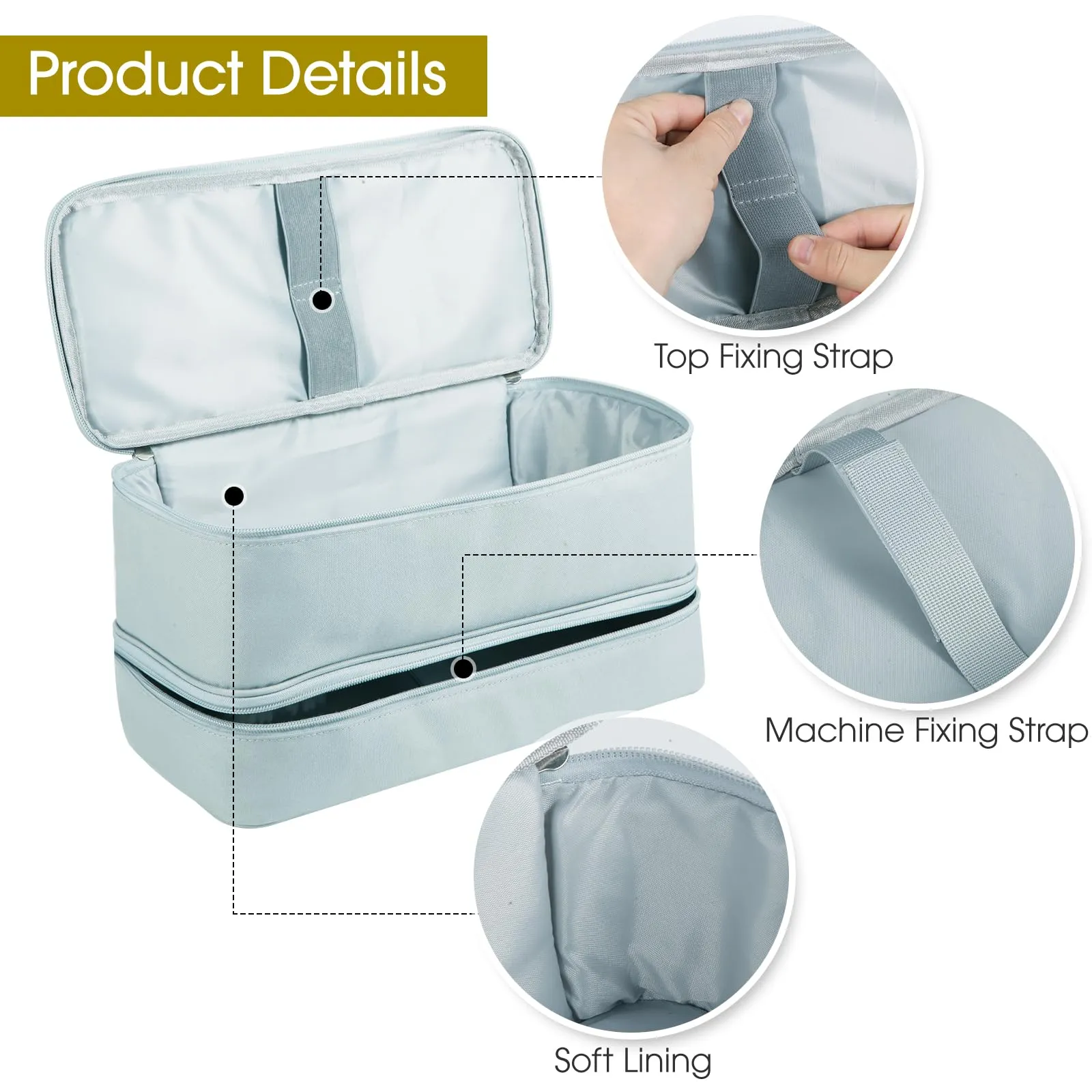 GENCAM Double-Layer Carrying Case for Shark Flexstyle, Travel Case for Shark 430/440 Flex Style, Portable Storage Bag for Shark Flexstyle/Dyson Airwrap Styler and Attachments (Gray)