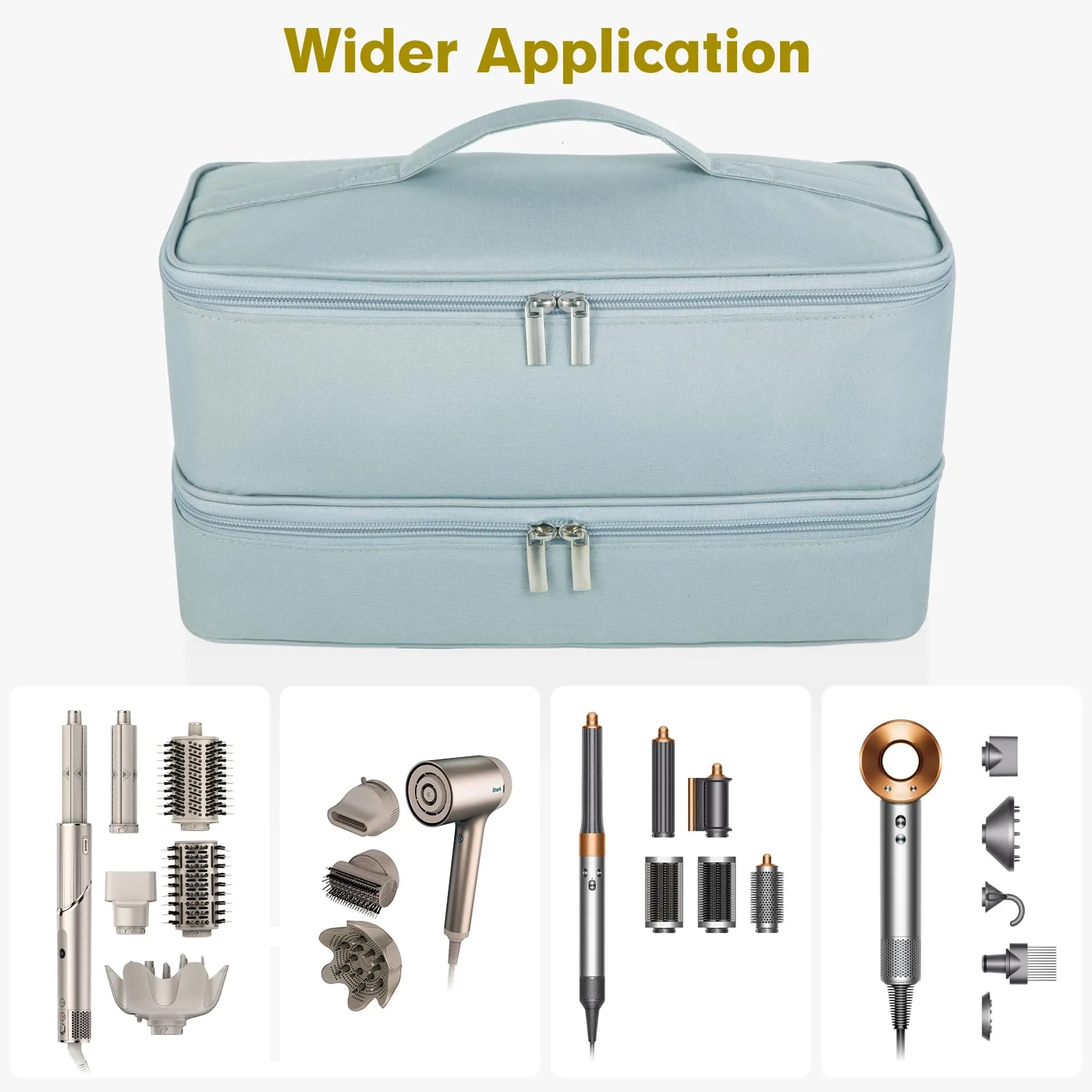 GENCAM Double-Layer Carrying Case for Shark Flexstyle, Travel Case for Shark 430/440 Flex Style, Portable Storage Bag for Shark Flexstyle/Dyson Airwrap Styler and Attachments (Gray)