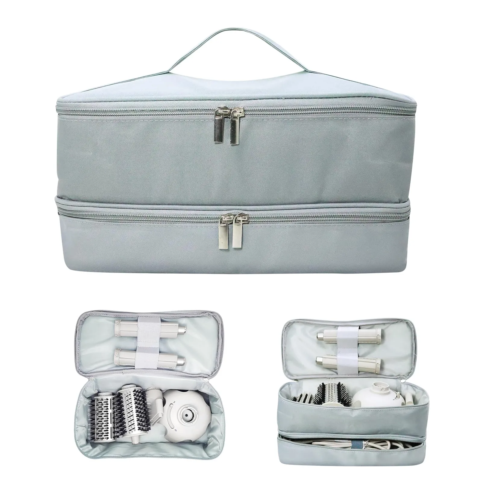 GENCAM Double-Layer Carrying Case for Shark Flexstyle, Travel Case for Shark 430/440 Flex Style, Portable Storage Bag for Shark Flexstyle/Dyson Airwrap Styler and Attachments (Gray)