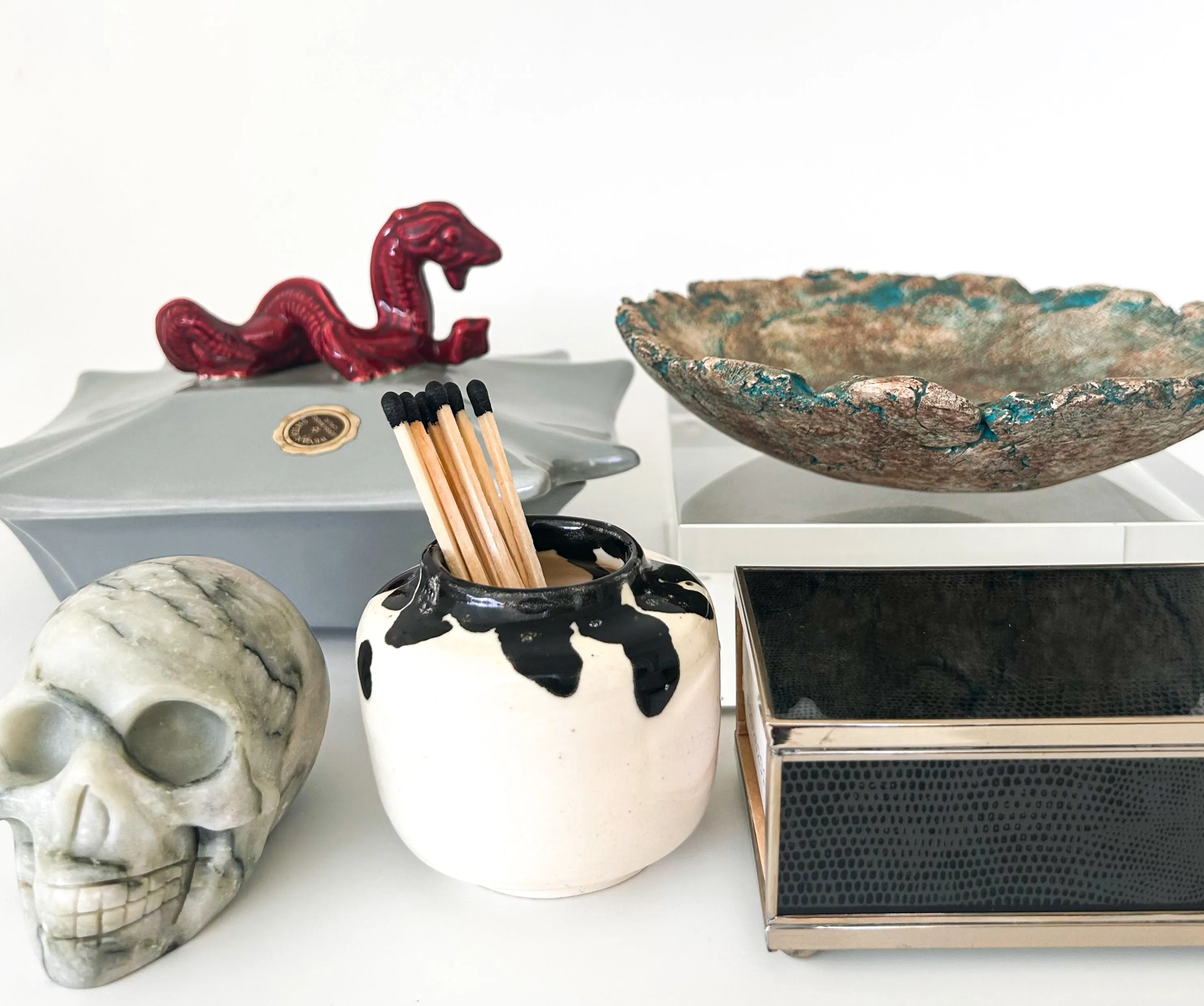 Glass Matchbox Cover- Ebony Lizard