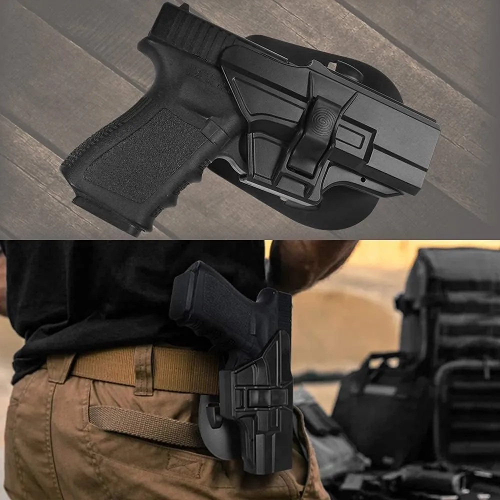 Glock 19 Holster, OWB Polymer Holster for Glock 19, 19X, 44, 45 (Gen 1-5), Glock 23, 32 (Gen 1-4), 60 Adjustable, Right Handed
