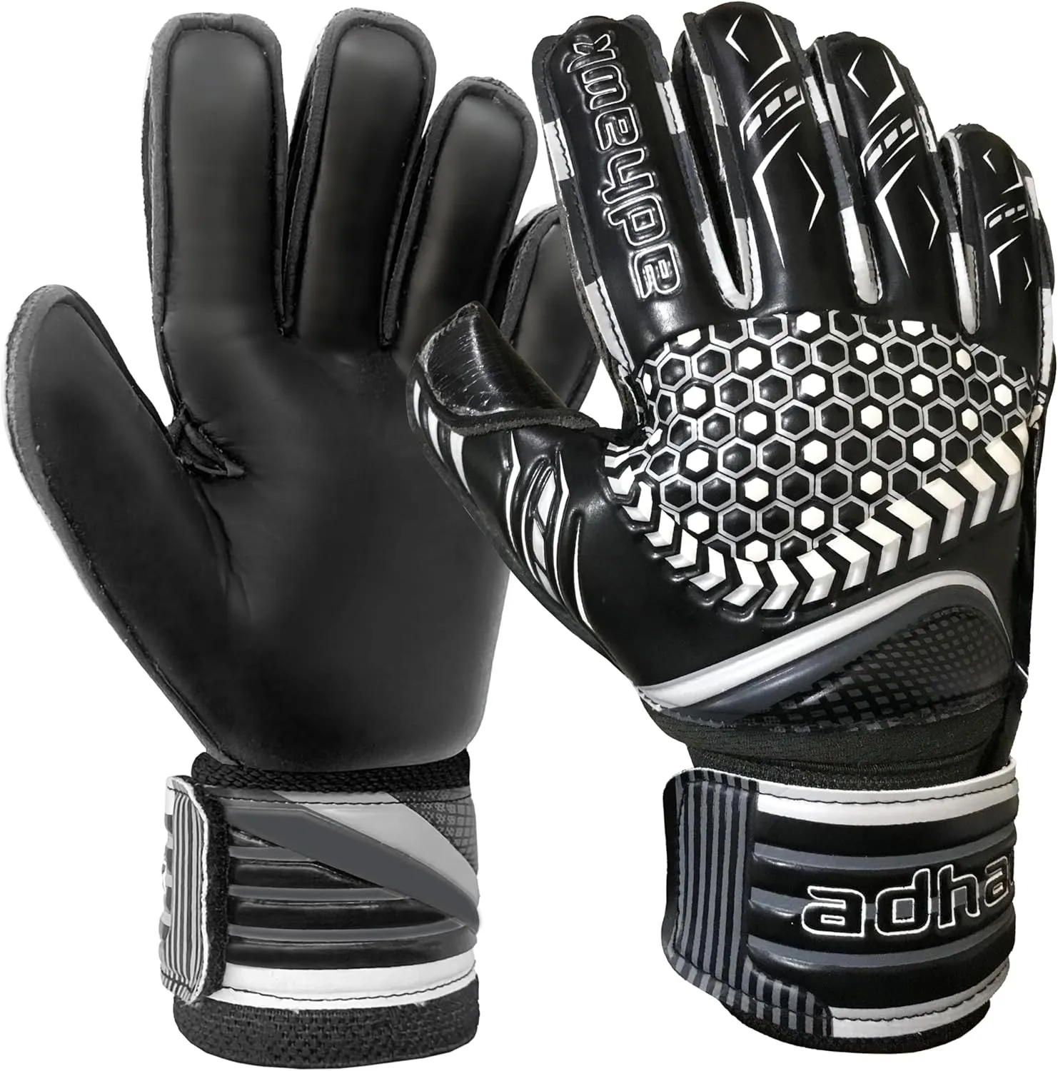 Goalkeeper Gloves - Premium Quality Latex Palm with Finger Spine Protection & Double Layer Wristband - Premium Designed Goalie Gloves for Kids, Youth and Adult