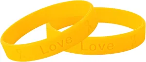 Gold Awareness Silicone Bracelets- Inexpensive Gold Ribbon Rubber Wristbands for Childhood Cancer and Neuroblastoma Cancer Awareness, Fundraising and Gift Giving - Perfect for People with Small Wrist