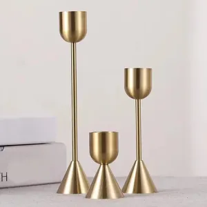 Golden Metal Candle Holders - Candlestick Stand