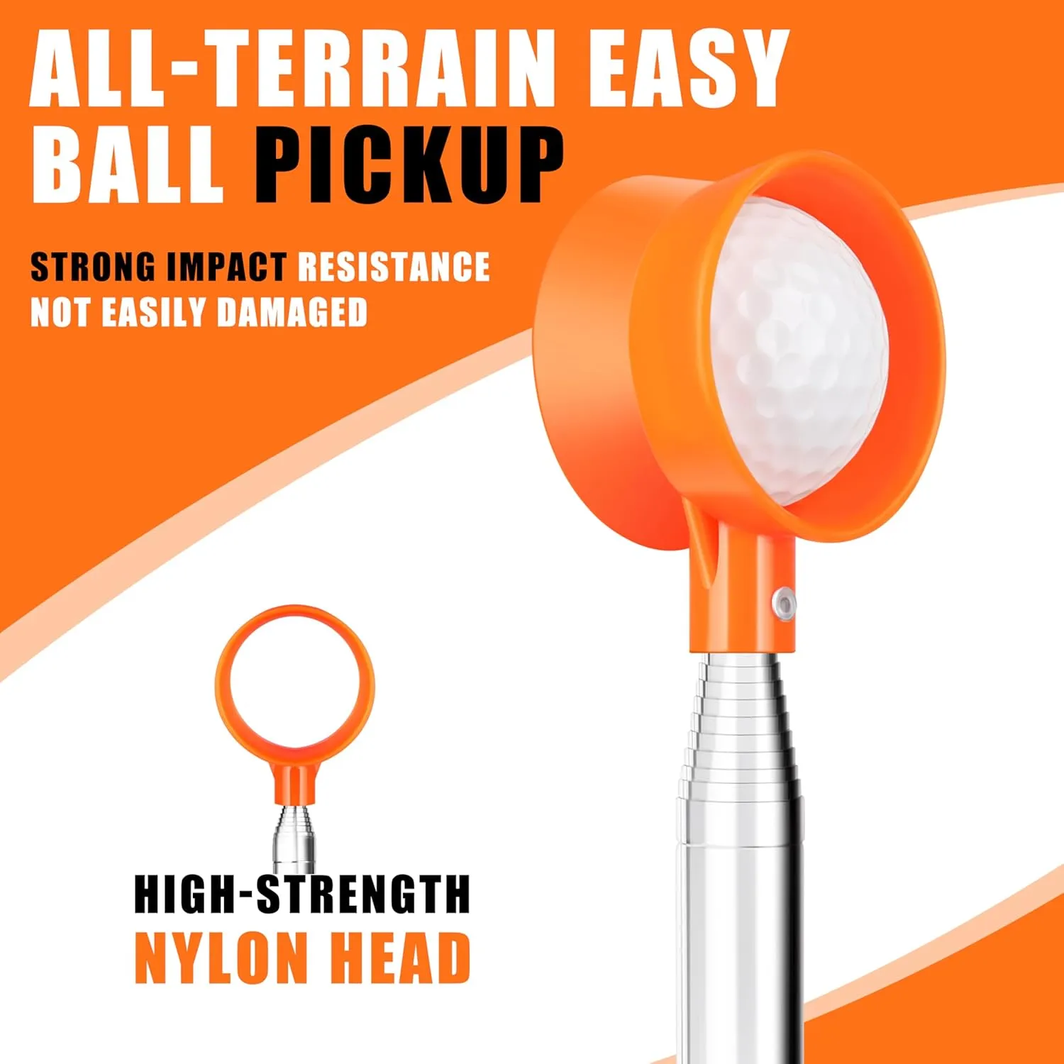 Golf Ball Retriever Telescopic, with Golf Ball Grabber for End of Putter, 9Ft/12Ft/17Ft/20Ft Stainless Steel Golf Ball Retriever for Water