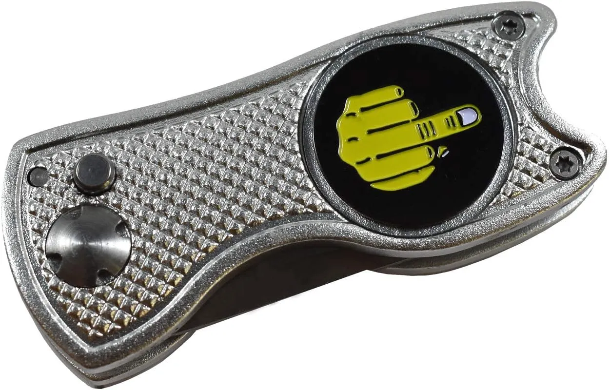 Golf Divot Repair Tool with Funny Ball Markers - Great Golf Gifts - Middle Finger