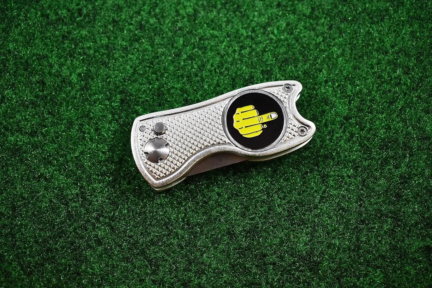 Golf Divot Repair Tool with Funny Ball Markers - Great Golf Gifts - Middle Finger