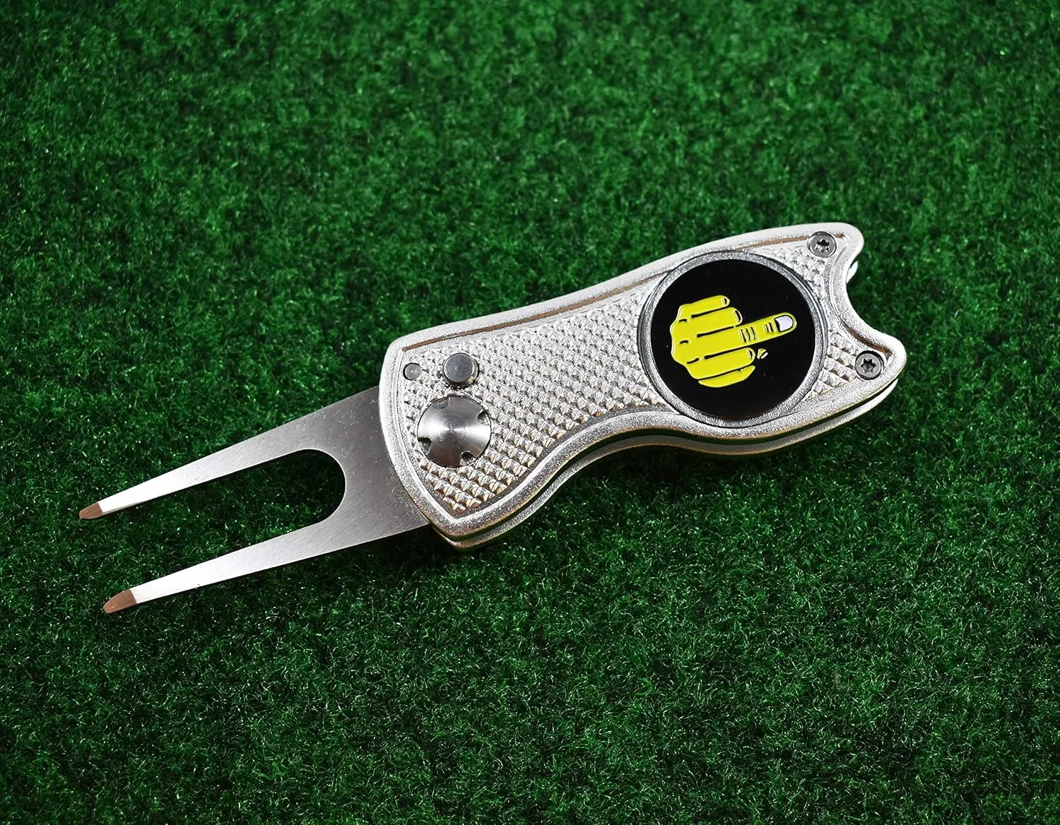 Golf Divot Repair Tool with Funny Ball Markers - Great Golf Gifts - Middle Finger