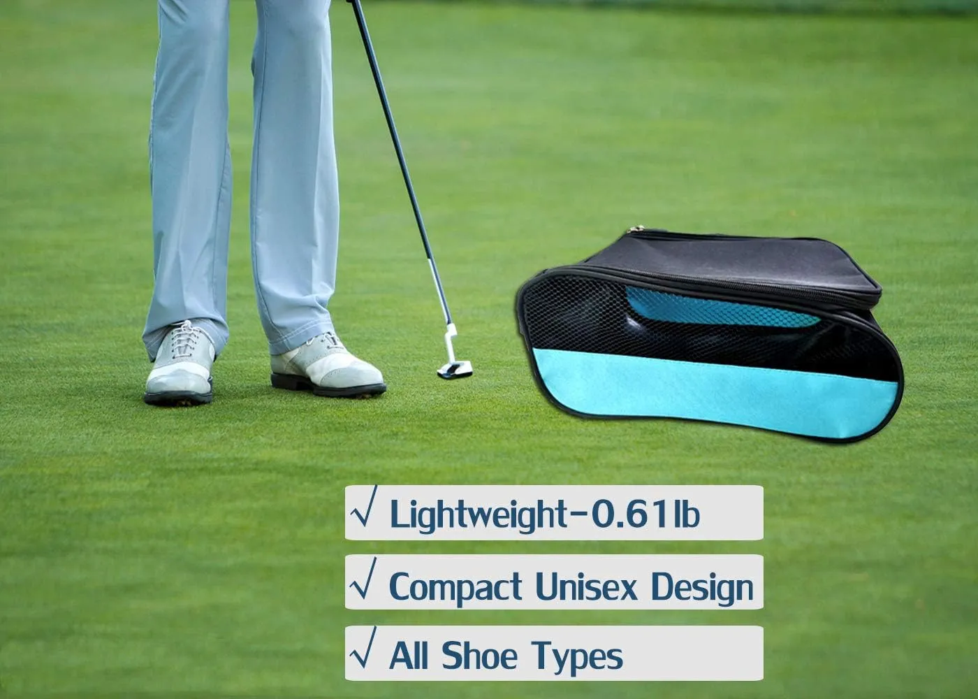 Golf Shoes Bag, Golf Shoe Bag Men, Travel Shoes Bags Zippered Sport Shoes Bag (Sky-Blue)
