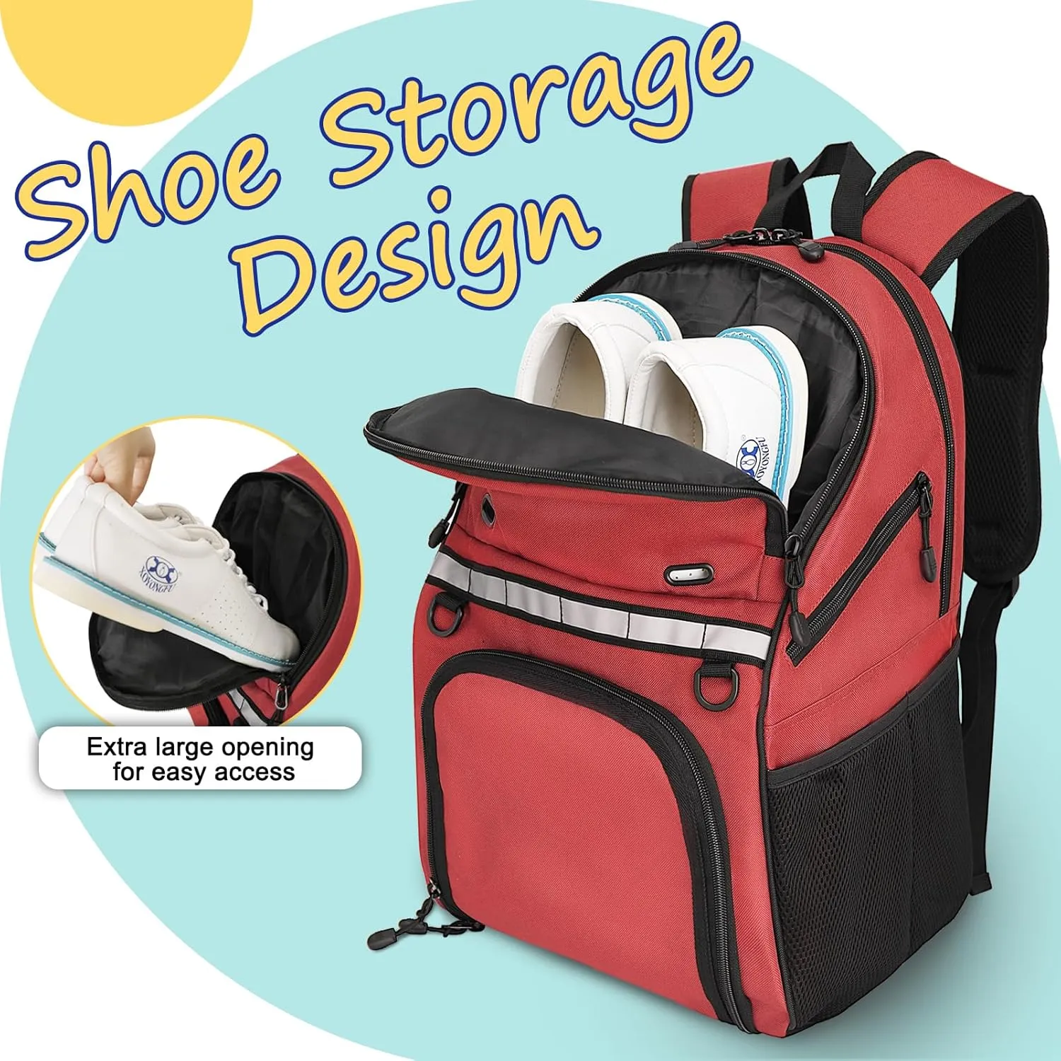 Goloni Bowling Backpack,Single Ball Bowling Bag with Shoe Compartment Up to Size 16,Bowling Bag with Padded Ball Holder