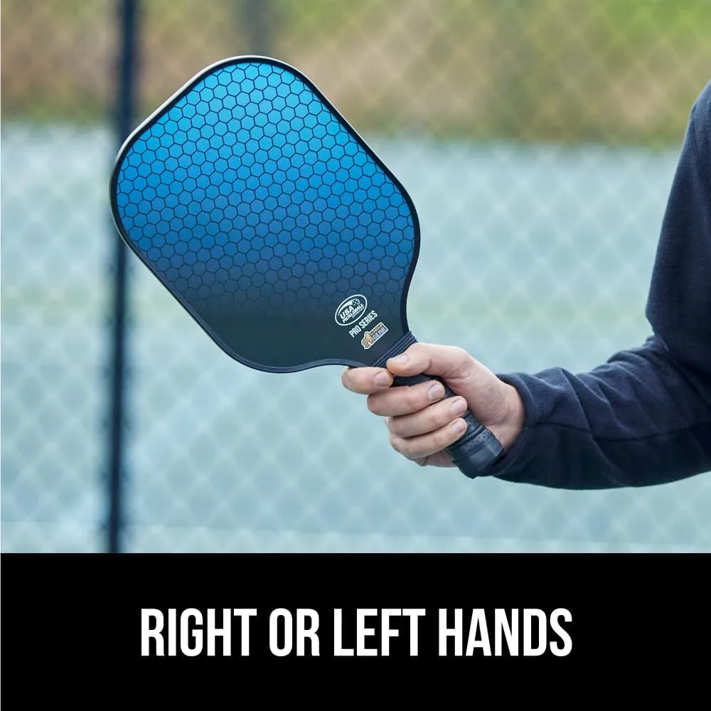 Gorilla Gear USAPA Approved Pickleball Starter Set, Fiberglass Paddles with Bag and Balls, Indoor Outdoor Court Use, Comfortable Racket Grip, Oversized Sweet Spot Pickle Ball Paddle for Men, Women