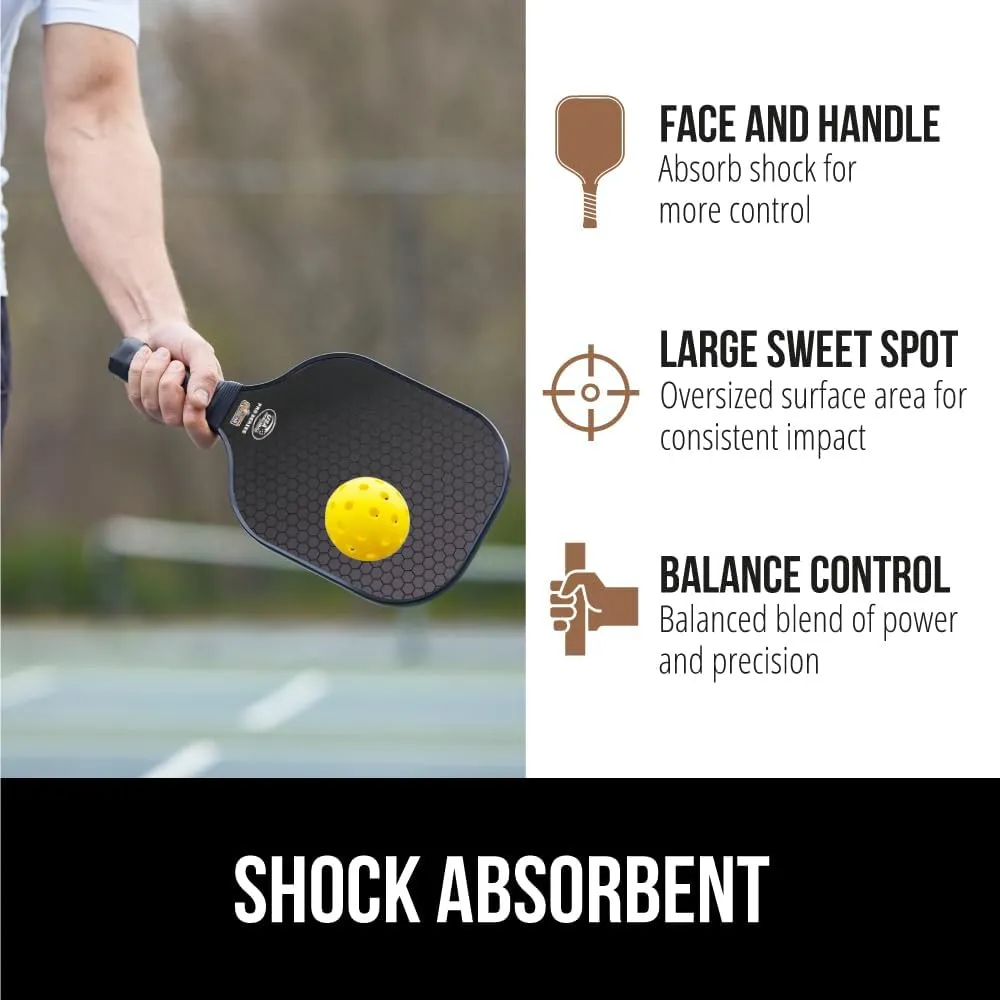 Gorilla Gear USAPA Approved Pickleball Starter Set, Fiberglass Paddles with Bag and Balls, Indoor Outdoor Court Use, Comfortable Racket Grip, Oversized Sweet Spot Pickle Ball Paddle for Men, Women