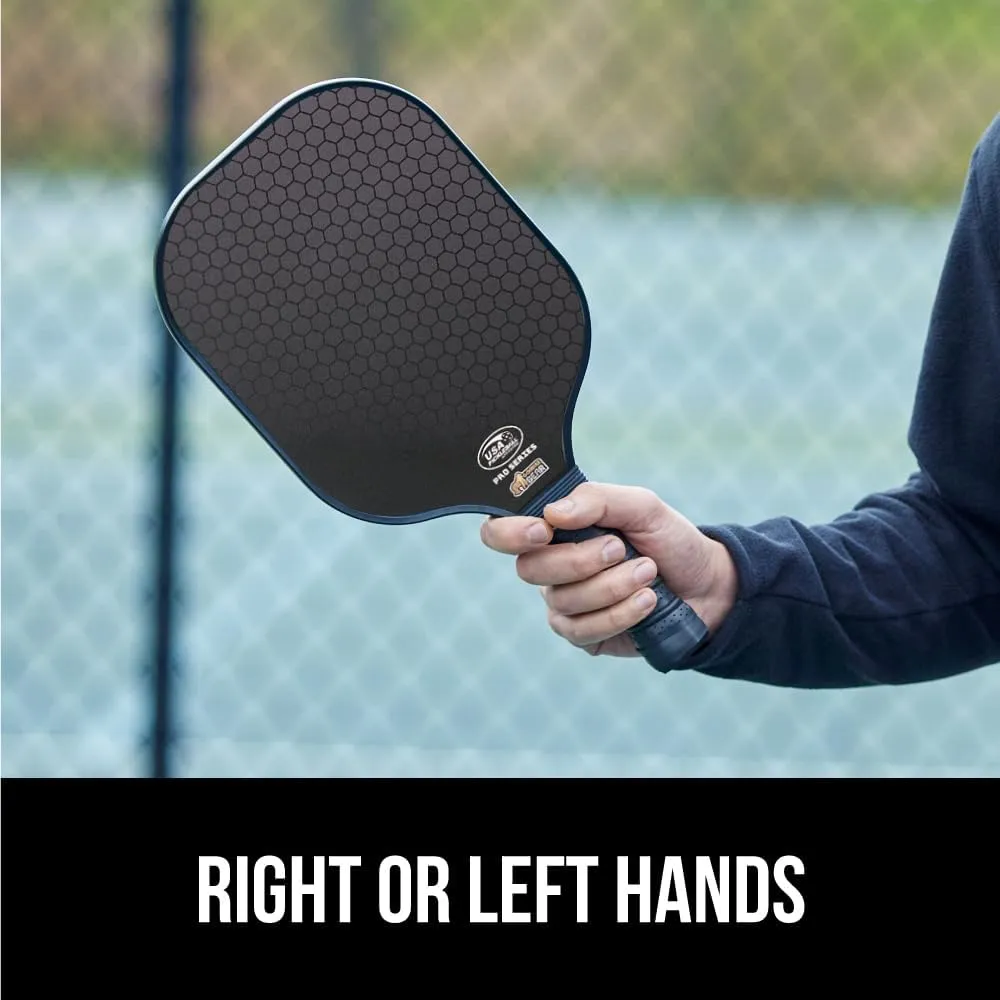 Gorilla Gear USAPA Approved Pickleball Starter Set, Fiberglass Paddles with Bag and Balls, Indoor Outdoor Court Use, Comfortable Racket Grip, Oversized Sweet Spot Pickle Ball Paddle for Men, Women