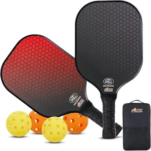 Gorilla Gear USAPA Approved Pickleball Starter Set, Fiberglass Paddles with Bag and Balls, Indoor Outdoor Court Use, Comfortable Racket Grip, Oversized Sweet Spot Pickle Ball Paddle for Men, Women