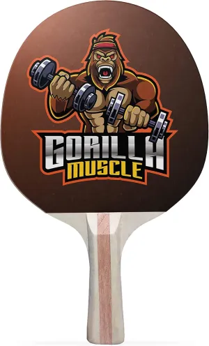 Gorilla Muscle Colorful Design Ping Pong Paddle, Premium 5 Ply Table Tennis Racket (Black on Back)