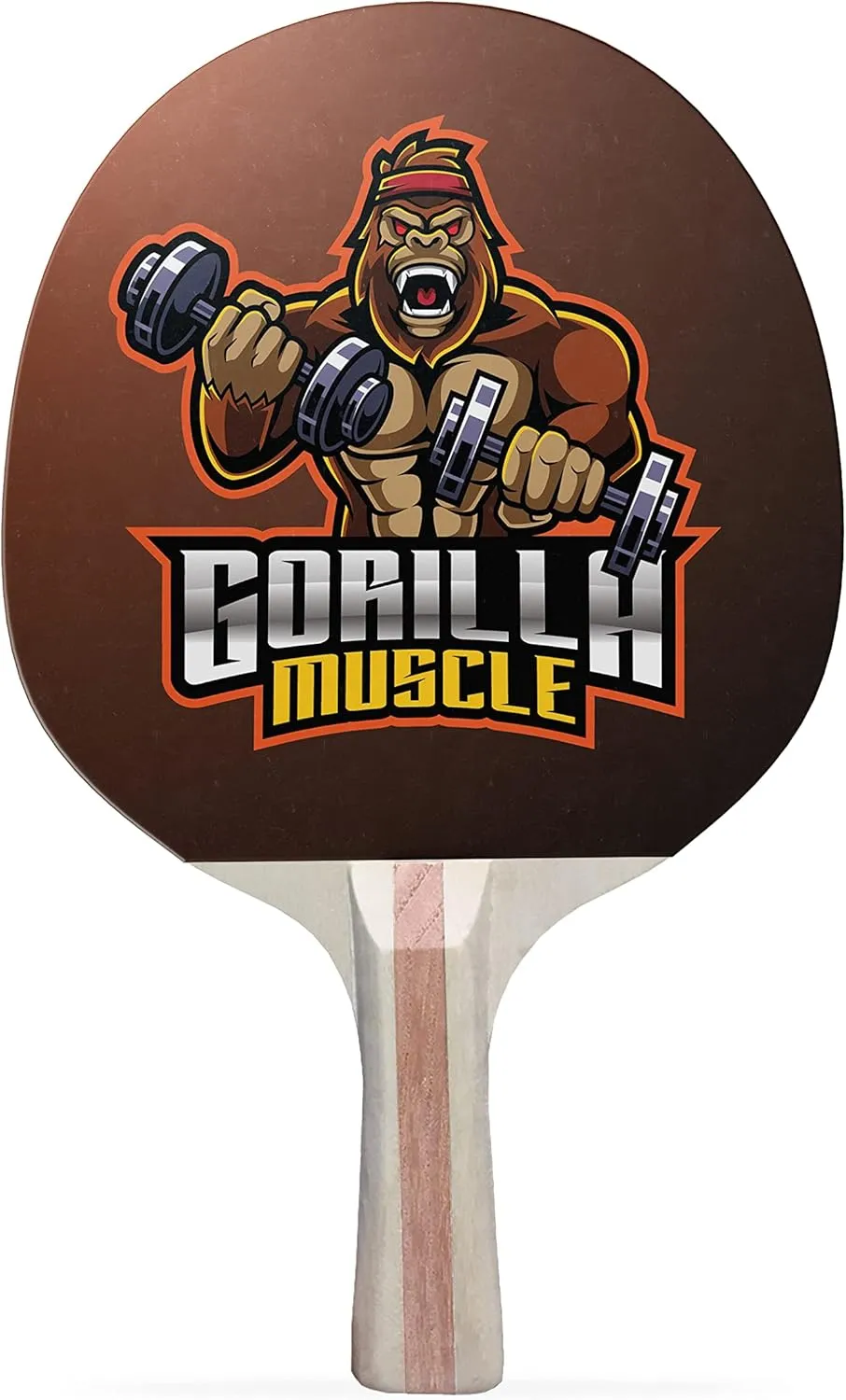 Gorilla Muscle Colorful Design Ping Pong Paddle, Premium 5 Ply Table Tennis Racket (Black on Back)