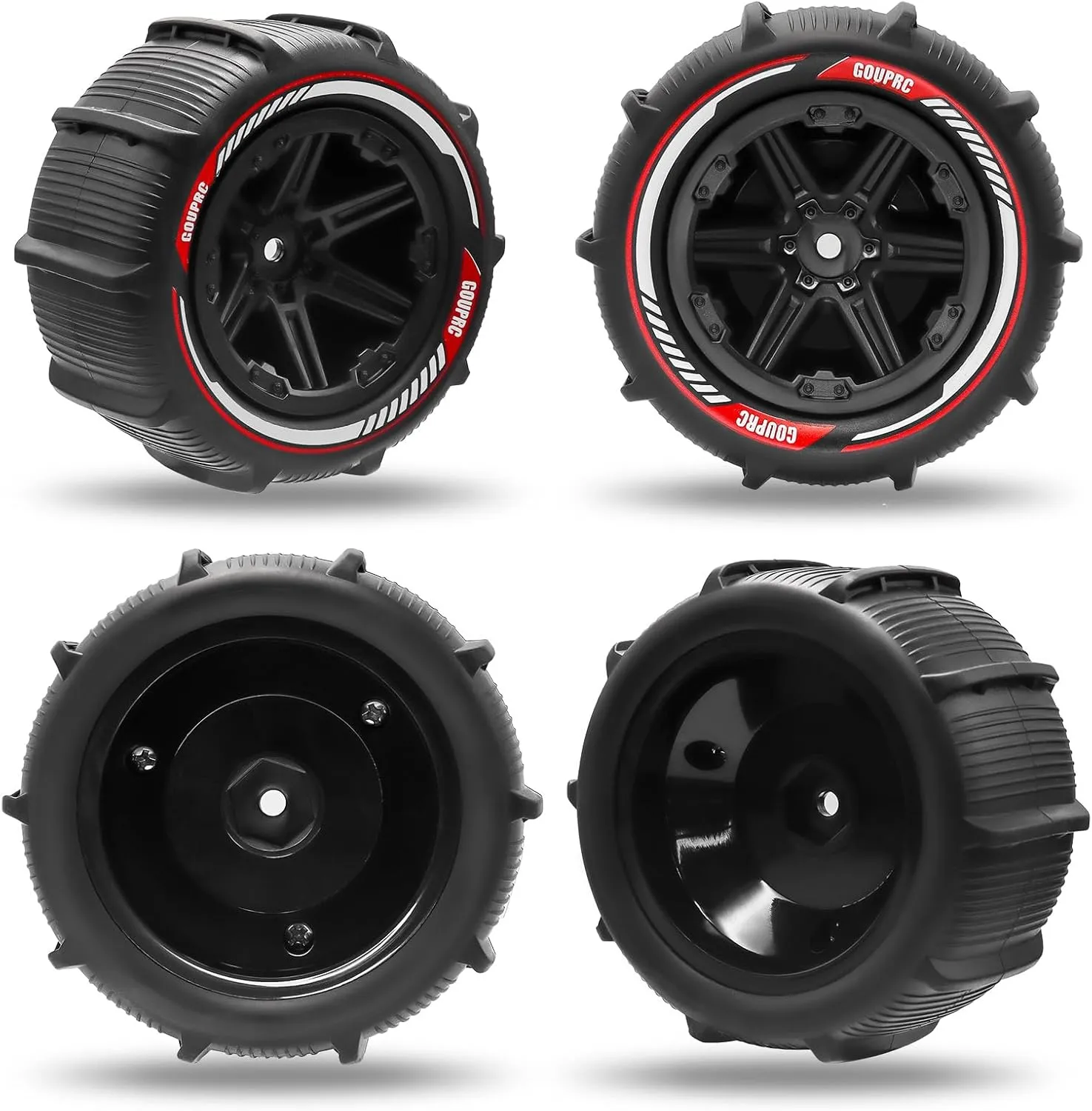 GOUPRC 12mm Hex RC Wheel Paddle Tires, 3.37 * 2.11 Inches 4PCS Off-Road Desert Beach Snow Sand Tires Kit Accessories for 1/14 1/16 RC Car Crawler Buggy Monster Truck