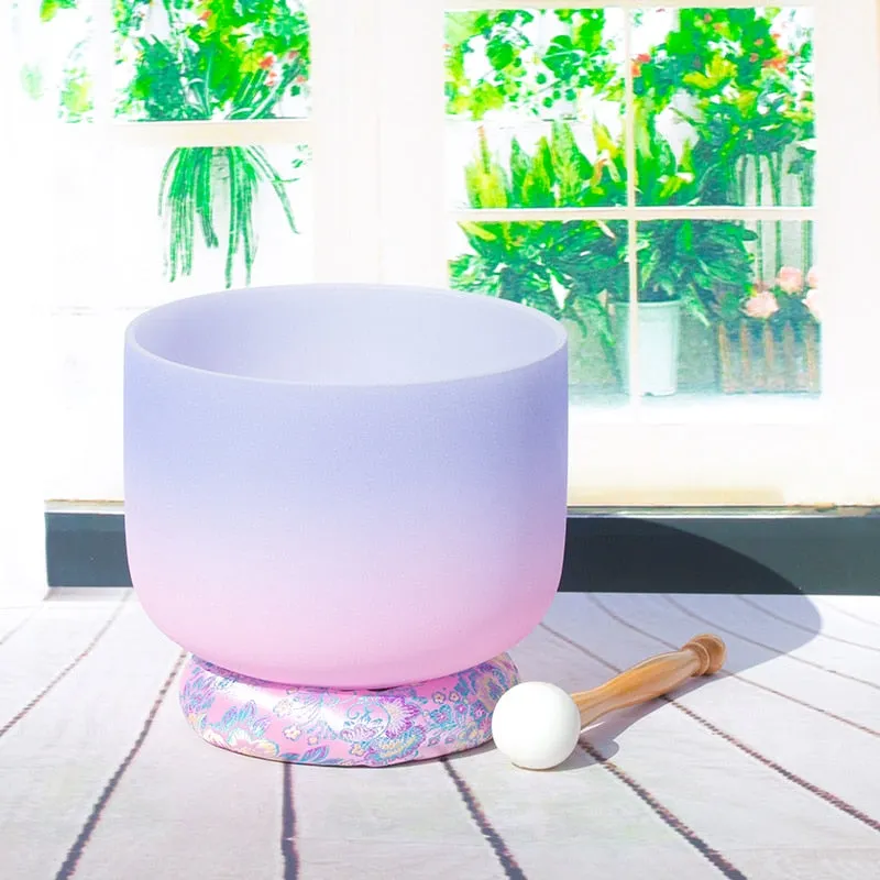 Gradient Quartz Singing Bowls colour set - 8" inch 1PC Note C/D/E/F/G/A/B Chakra Frosted Quartz Crystal Singing Bowl Free rubber ring & Mallet