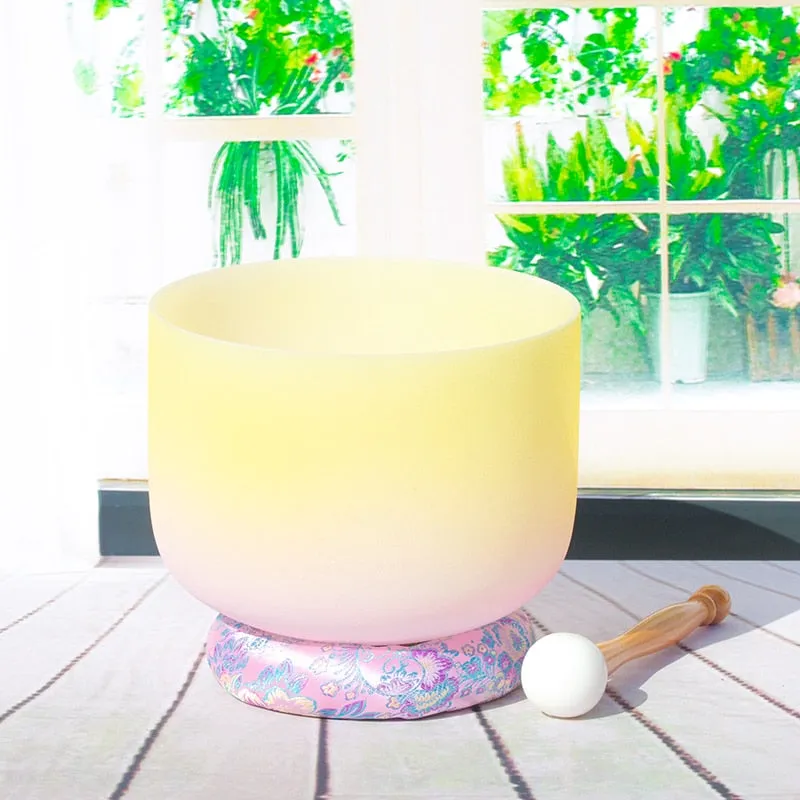 Gradient Quartz Singing Bowls colour set - 8" inch 1PC Note C/D/E/F/G/A/B Chakra Frosted Quartz Crystal Singing Bowl Free rubber ring & Mallet