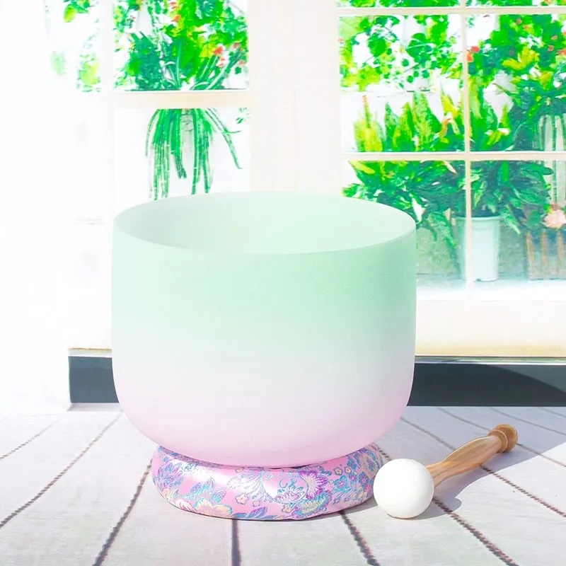 Gradient Quartz Singing Bowls colour set - 8" inch 1PC Note C/D/E/F/G/A/B Chakra Frosted Quartz Crystal Singing Bowl Free rubber ring & Mallet