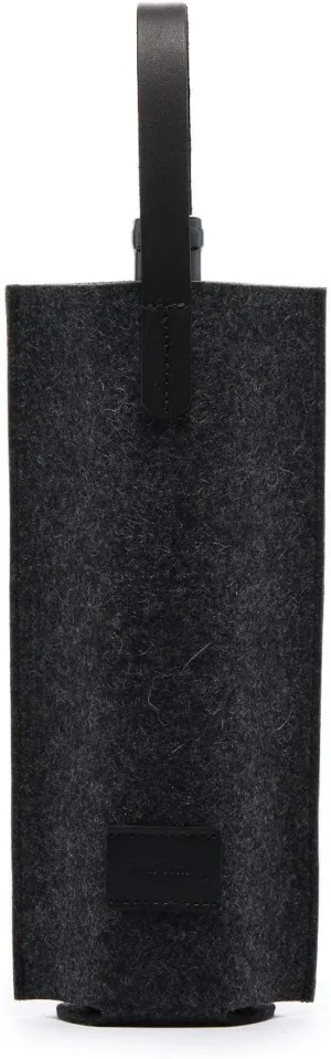 Graf Lantz Wine Bottle Cozy Carrier, 100% Merino Wool with Leather Handle, Fits One Standard Wine Bottle, Charcoal