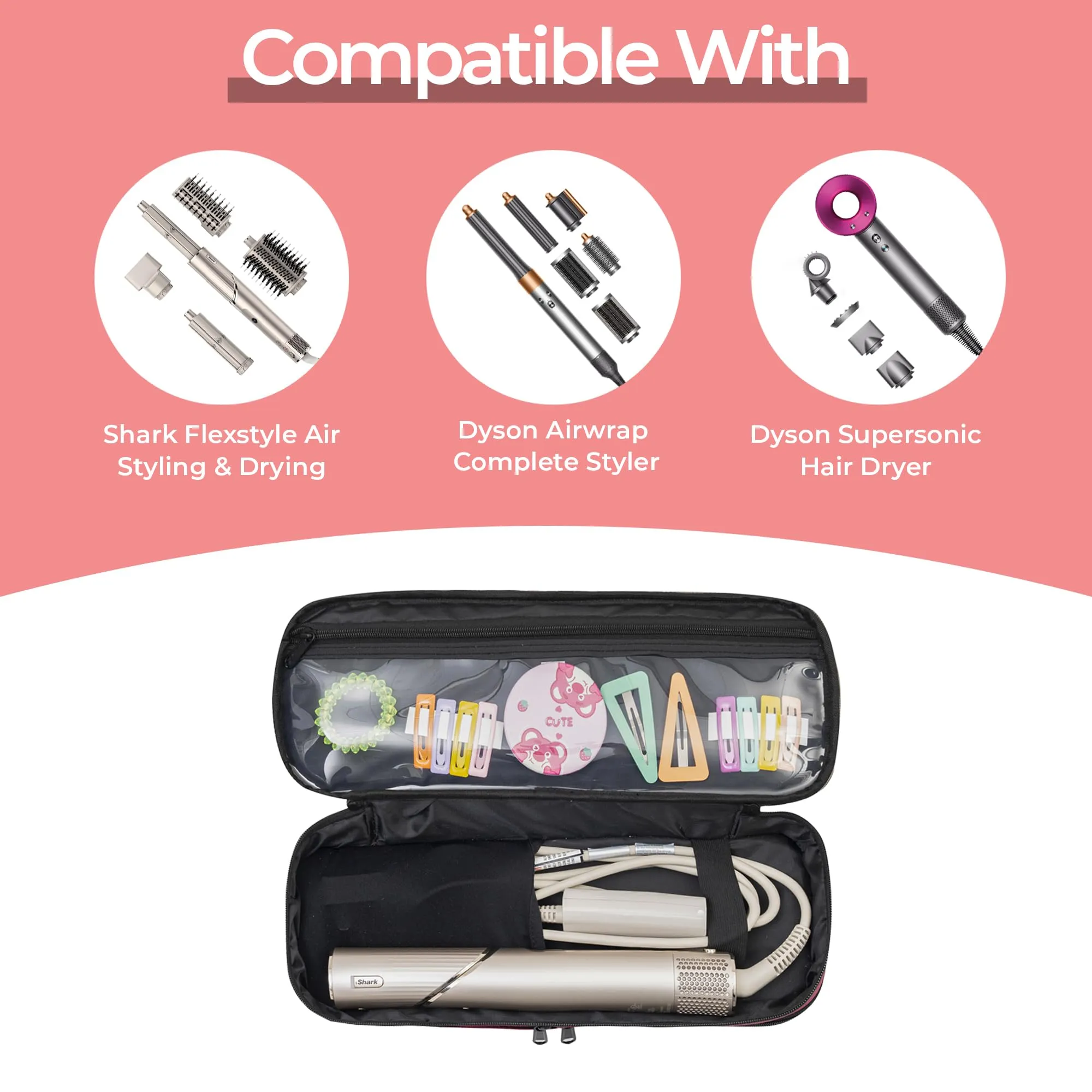 GREENESTA Hair Tools Travel Bag Compatible With Shark Flex Style Attachment, Shark Airwrap Flexstyle, Dyson Airwrap | Travel Case For Sharkflex Styler | (Burgundy)