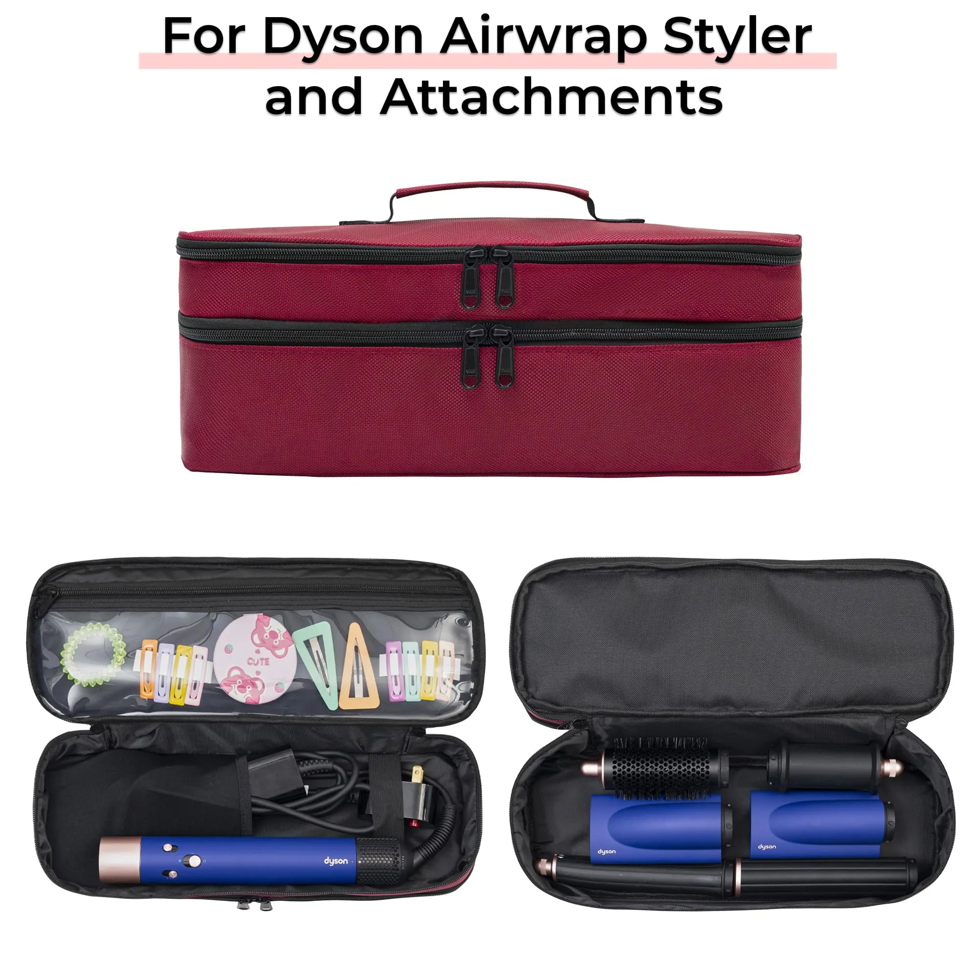 GREENESTA Hair Tools Travel Bag Compatible With Shark Flex Style Attachment, Shark Airwrap Flexstyle, Dyson Airwrap | Travel Case For Sharkflex Styler | (Burgundy)