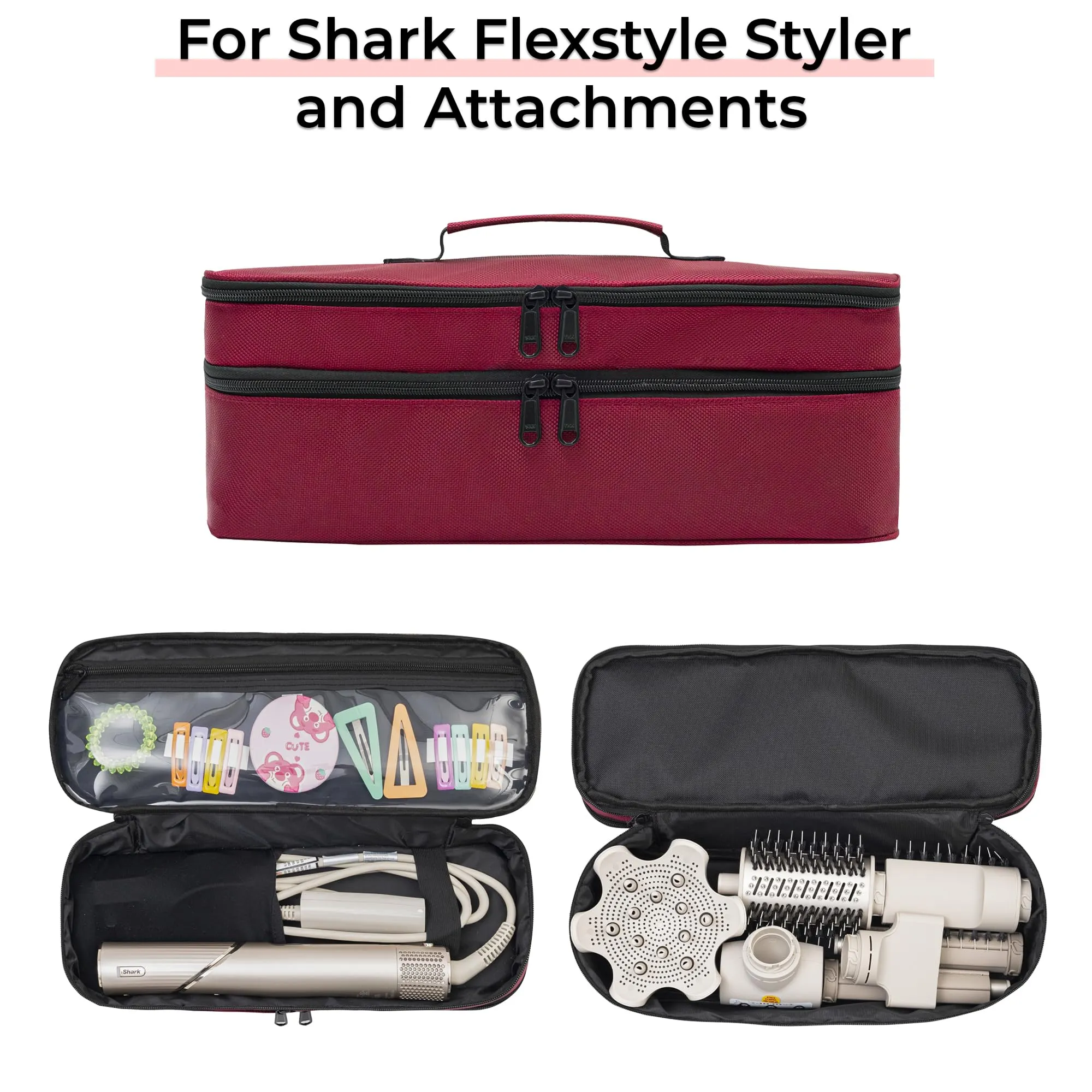 GREENESTA Hair Tools Travel Bag Compatible With Shark Flex Style Attachment, Shark Airwrap Flexstyle, Dyson Airwrap | Travel Case For Sharkflex Styler | (Burgundy)