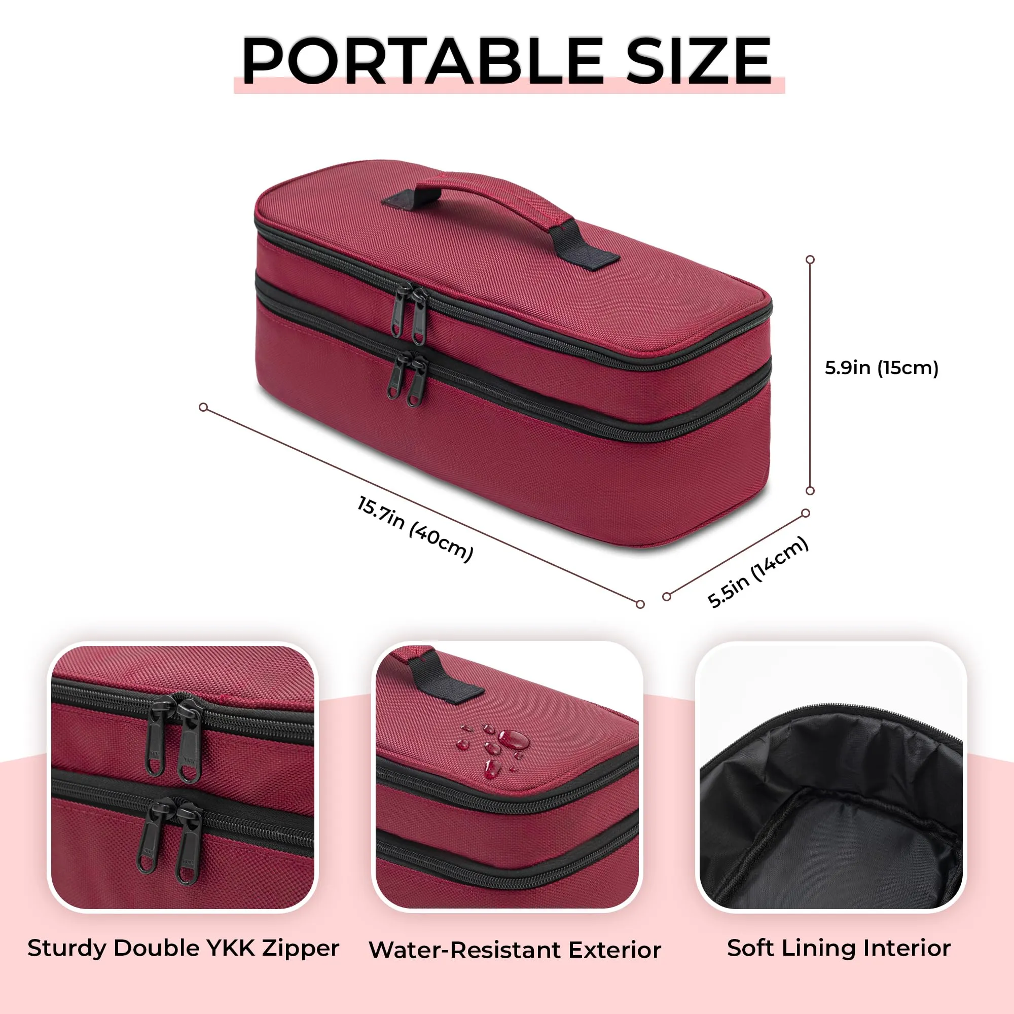 GREENESTA Hair Tools Travel Bag Compatible With Shark Flex Style Attachment, Shark Airwrap Flexstyle, Dyson Airwrap | Travel Case For Sharkflex Styler | (Burgundy)