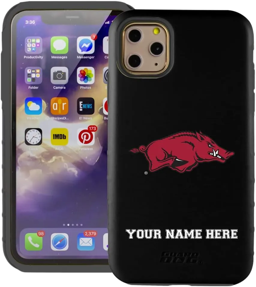 Guard Dog Case Compatible with iPhone 11 Pro Max - Military Grade - Rugged Two Piece Protection - Collegiate Licensed - Arkansas Razorbacks - Personalized